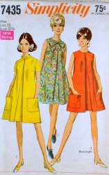 7435 Simplicity 1967 Cute Inverted Pleat Tent Dress Lengths Sleeves or Not Pattern 12 34B